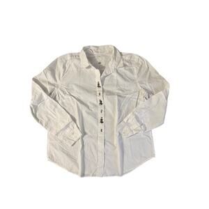 Ann Taylor LOFT Softened White Button Down w/ Gemstones Over Buttons Size Large